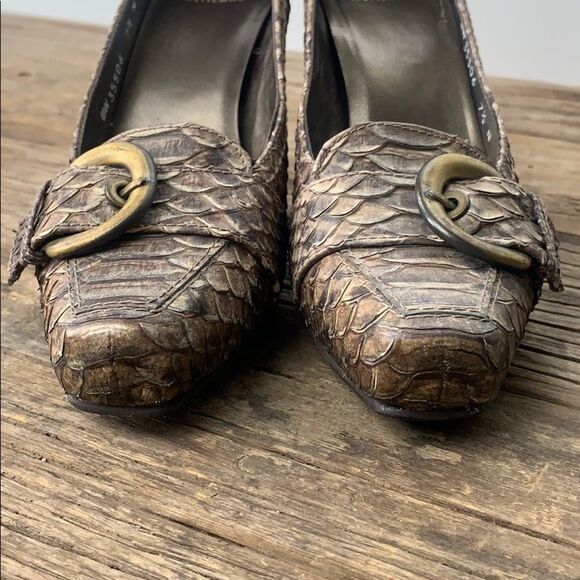Stuart Weitzman Reptile Snake with Buckle Heels - Picture 8 of 8